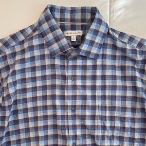 Peter Millar Navy and Light Blue Check Shirt